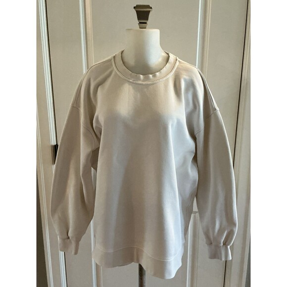 Lululemon Perfectly Oversized XL Crew Sweatshirt Womens White Cropped Jelly Logo - Picture 2 of 13